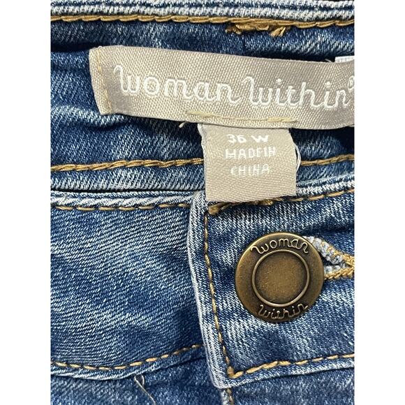 Woman Within Extended Plus Size Women's Jean Capri Size 36W Embroidered New - Picture 4 of 10